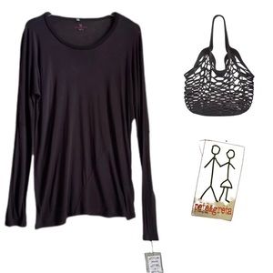 PETE & GRETA FOR T JOHNNY WAS DARK BROWN LONG SLEEVED TEE SHIRT SZ S $100 NWT